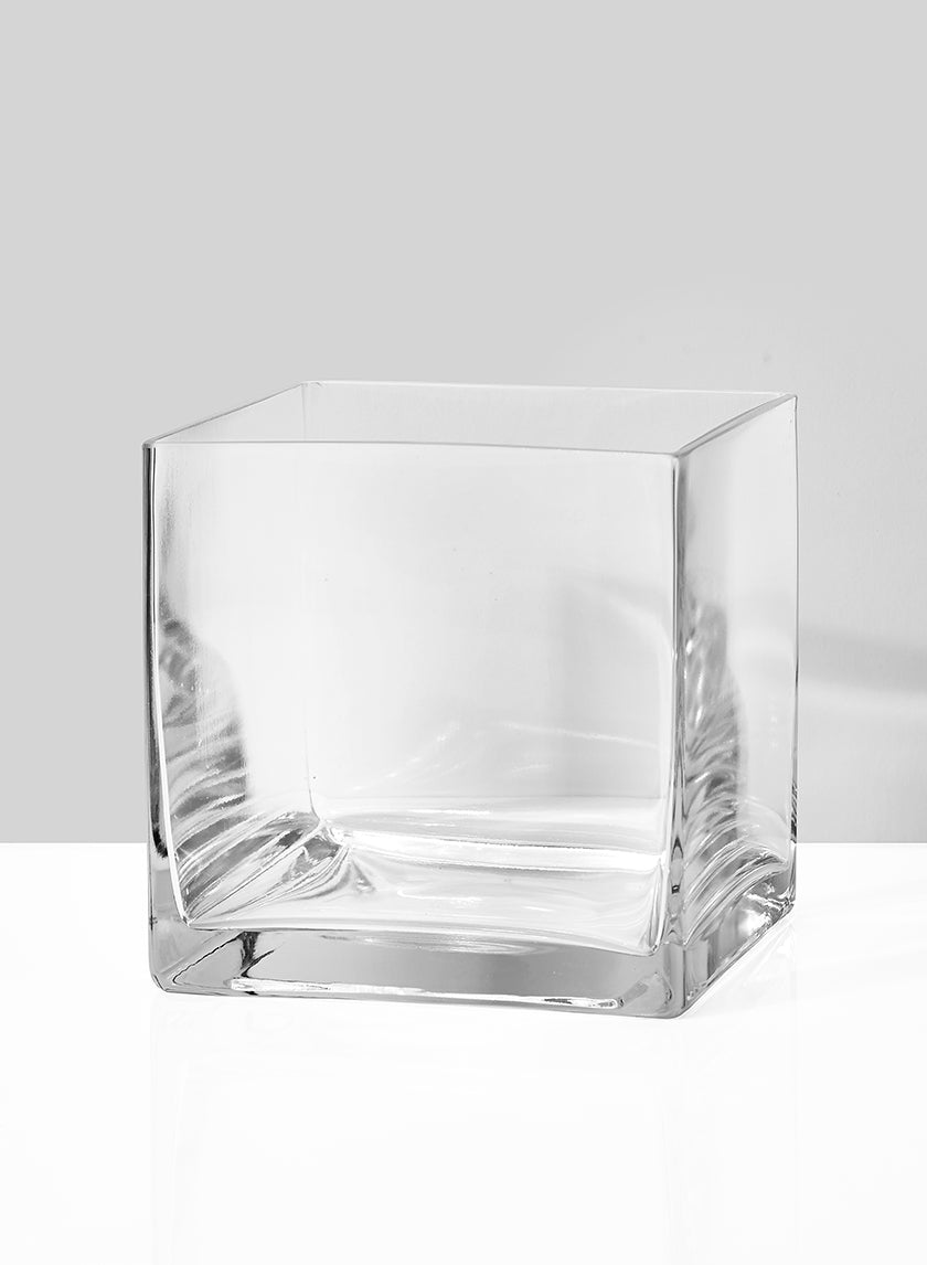 5 3/4in Tall Cube Clear Glass Vase Decor Jamali-garden