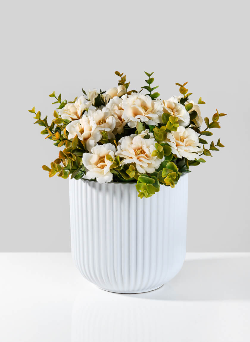 6.5in Tall Oslo White Flower Pot, Large Decor Jamali-garden