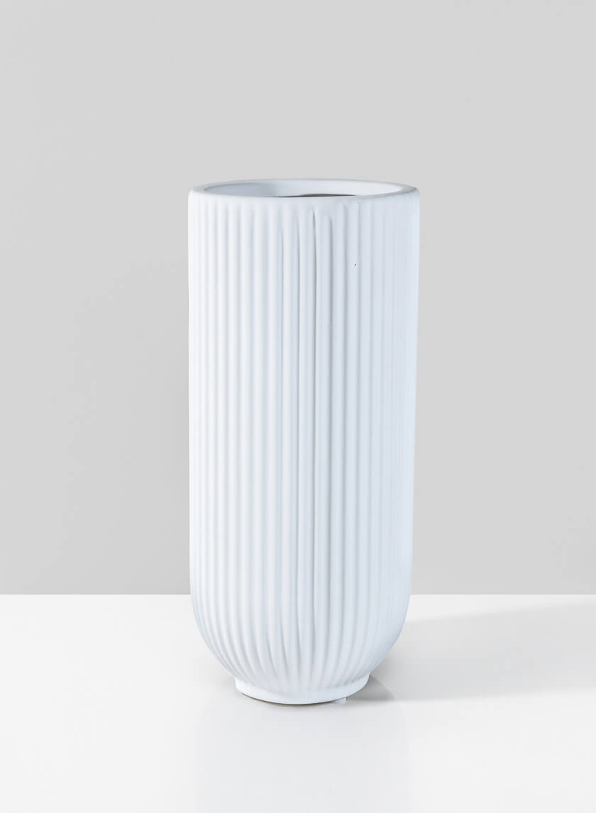 11.5in Tall Oslo White Vase, Large Decor Jamali-garden