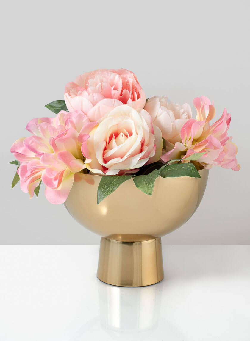 7in Wide Le Mans Gold Pedestal Bowl Decor Jamali-garden