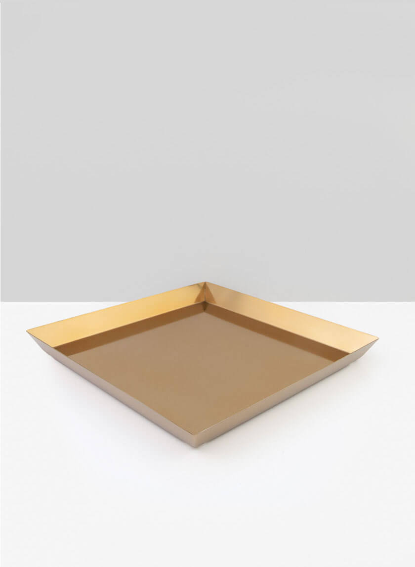 12in Square Le Mans Gold Tray Decor Jamali-garden