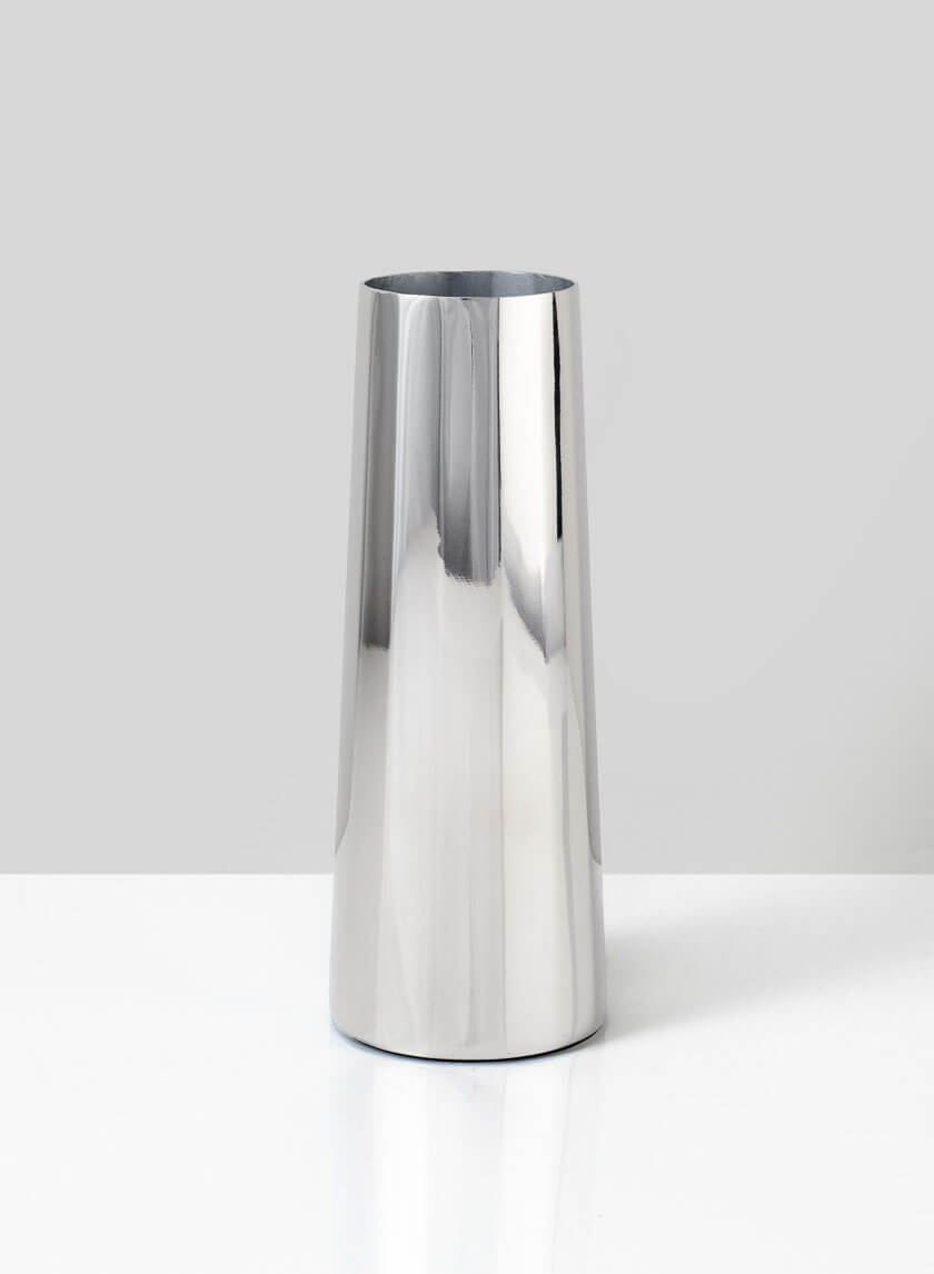 6in Tall Le Mans Silver Faceted Vase Decor Jamali-garden