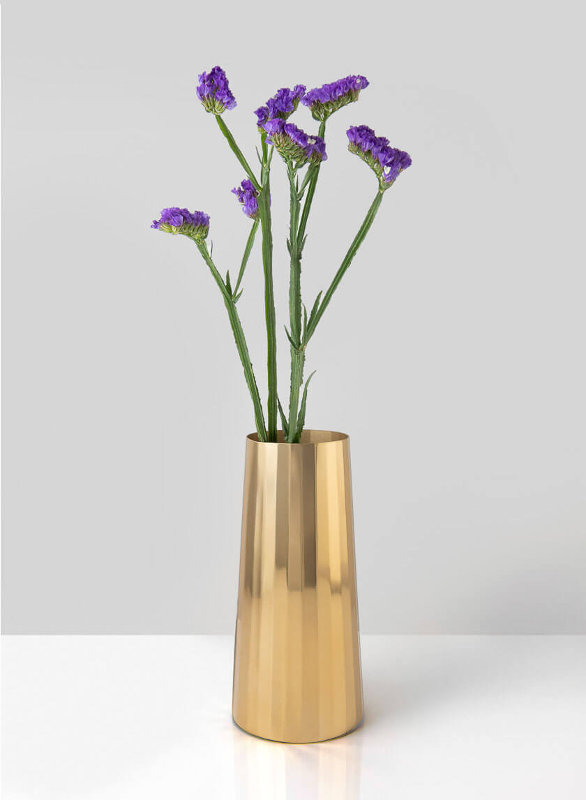 9in Tall Le Mans Gold Faceted Vase Decor Jamali-garden