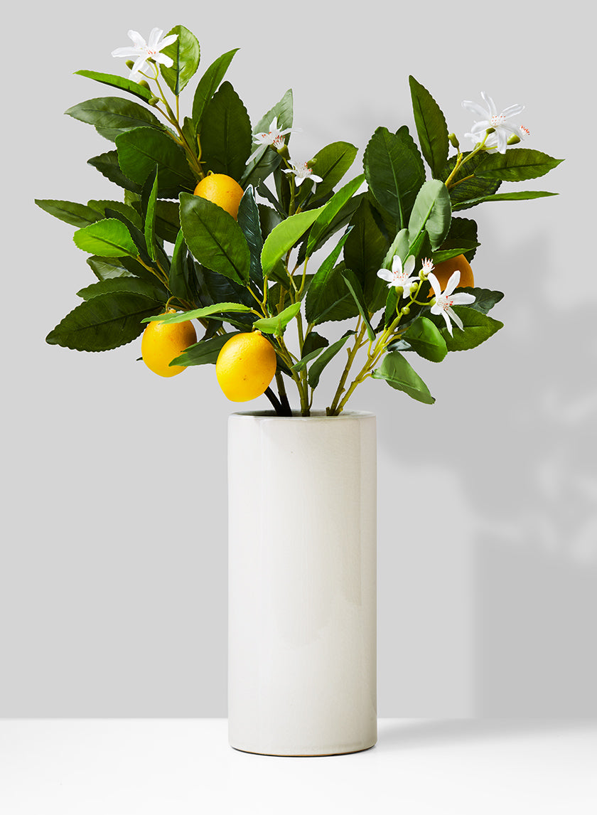 9in Tall White Ceramic Cylinder Decor Jamali-garden