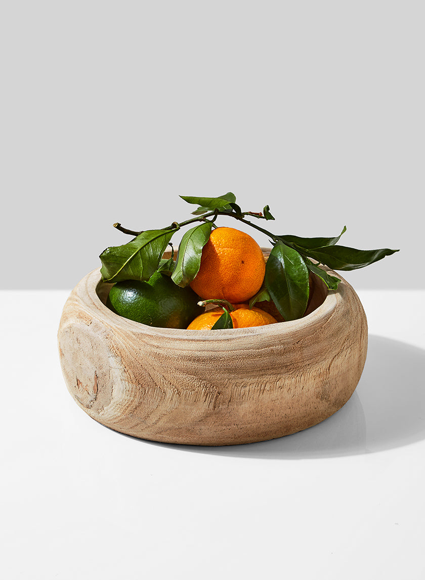 9.5in Wide Round Paulownia Wood Bowl Decor Jamali-garden