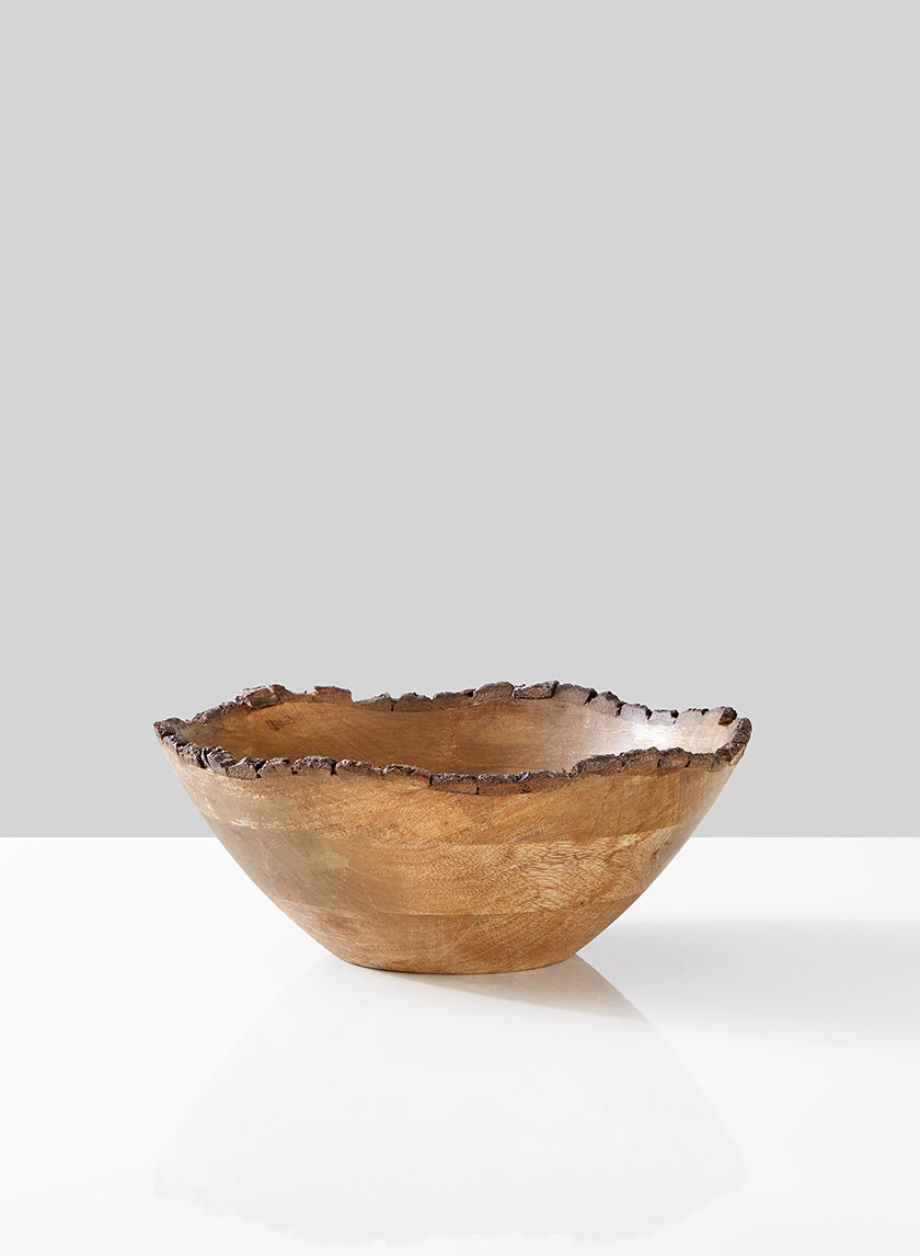 8in Wide Mixed Woods Bowl With Bark Edge Decor Jamali-garden