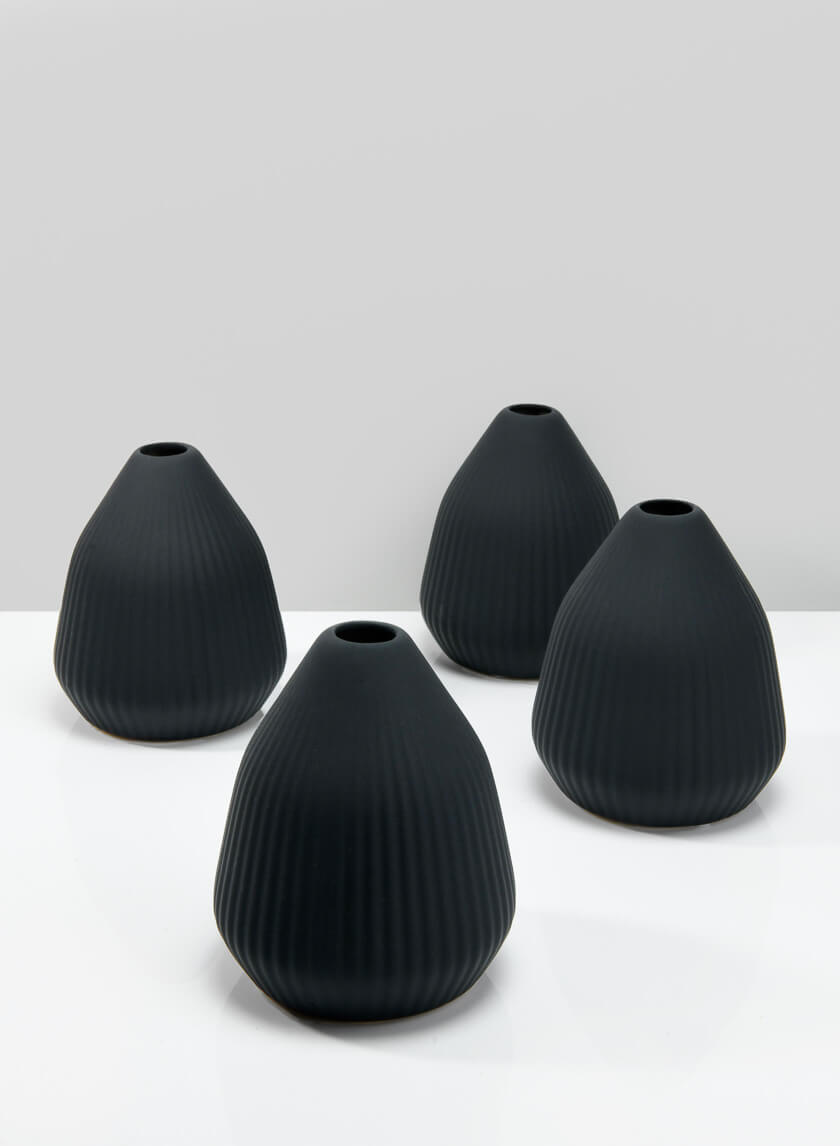 6in Tall Oslo Black Conical Ceramic Vase, Small Decor Jamali-garden
