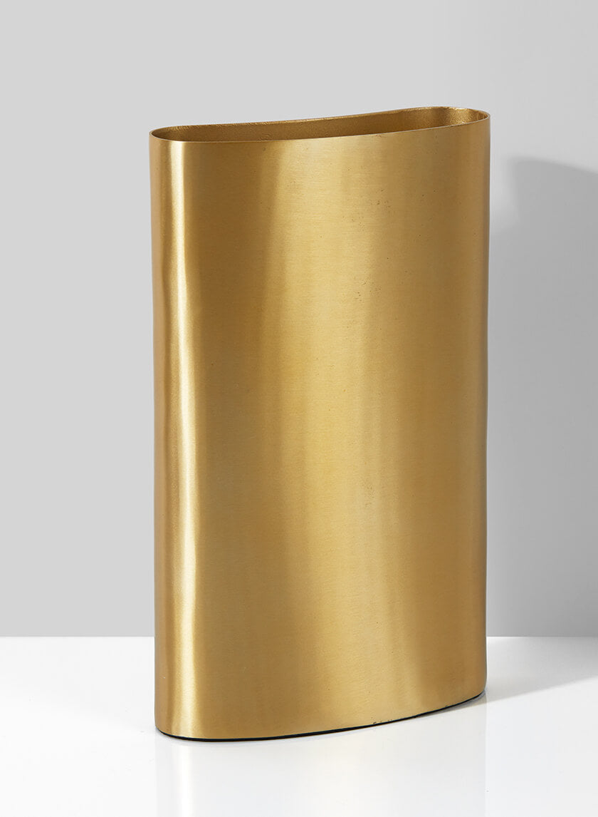 12in Tall Bretagne Matte Gold Curved Vase Decor Jamali-garden