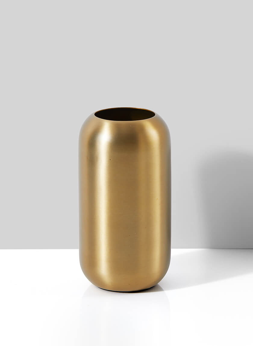 5.5in Tall Bretagne Matte Gold Steel Capsule Vase Decor Jamali-garden