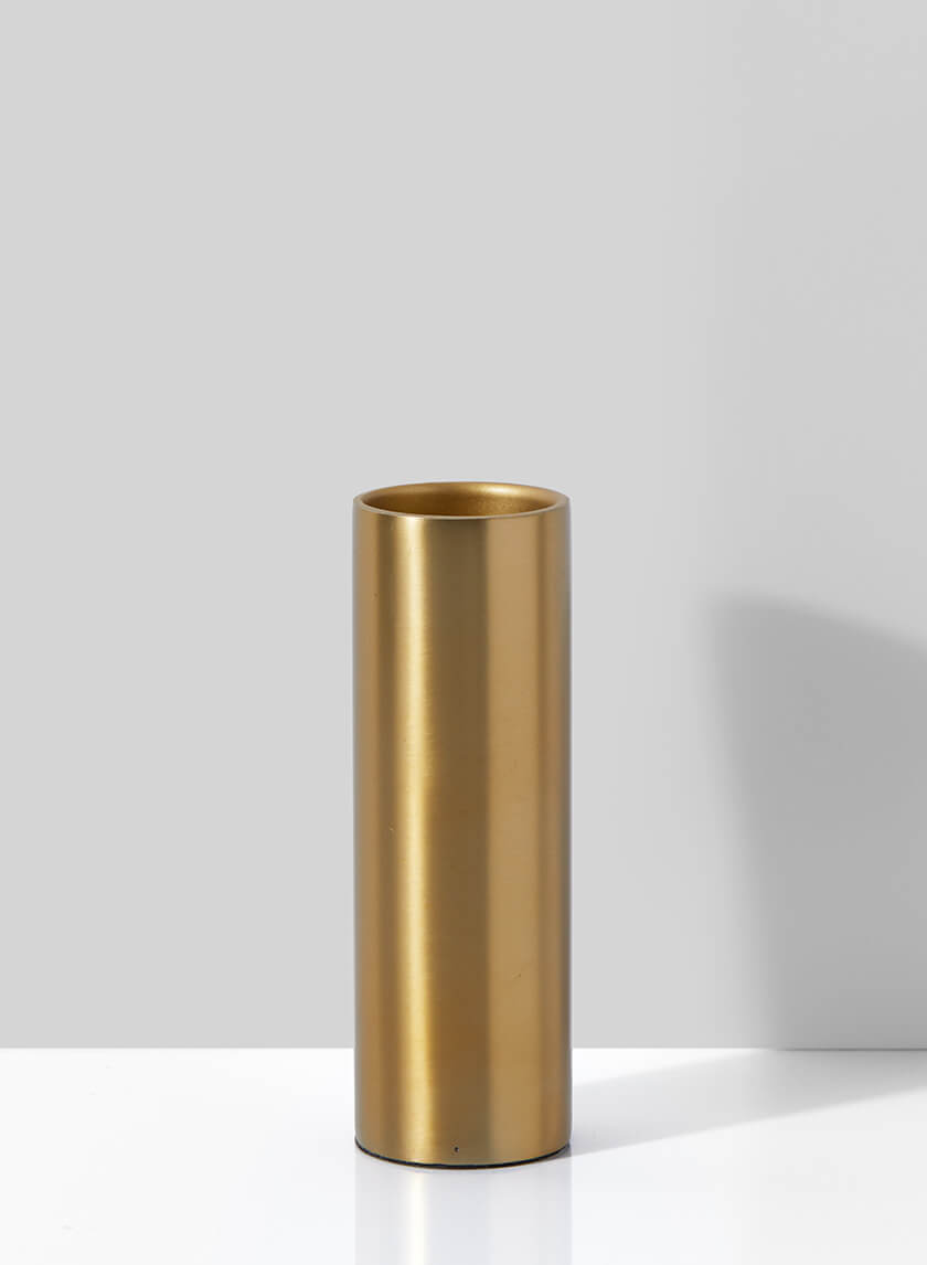 6in Tall Bretagne Matte Gold Steel Cylinder Vase Decor Jamali-garden