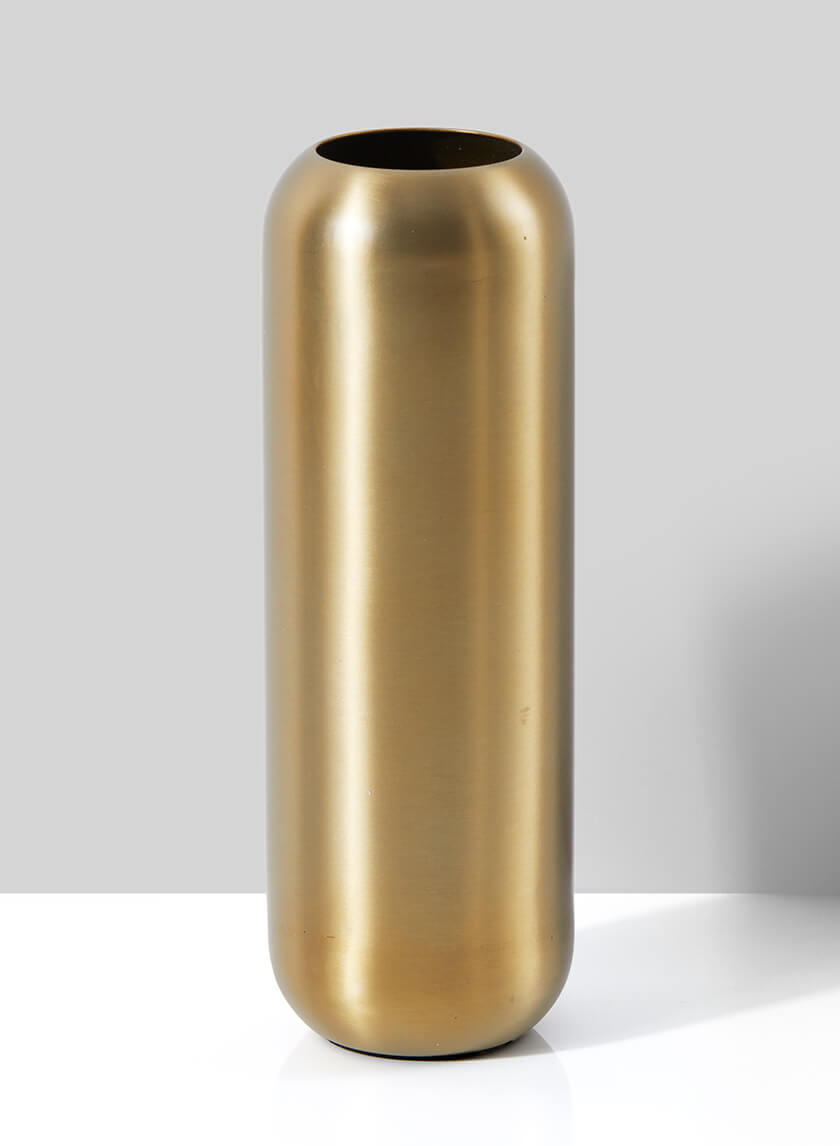 8.5in Tall Bretagne Matte Gold Steel Capsule Vas Decor Jamali-garden