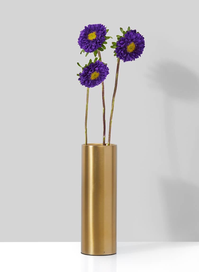 6in Tall Bretagne Matte Gold Steel Cylinder Vase Decor Jamali-garden