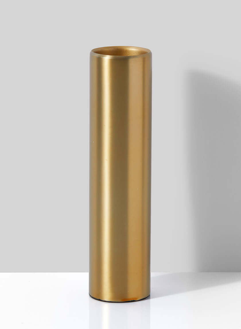 8in Tall Bretagne Matte Gold Steel Cylinder Vase Decor Jamali-garden