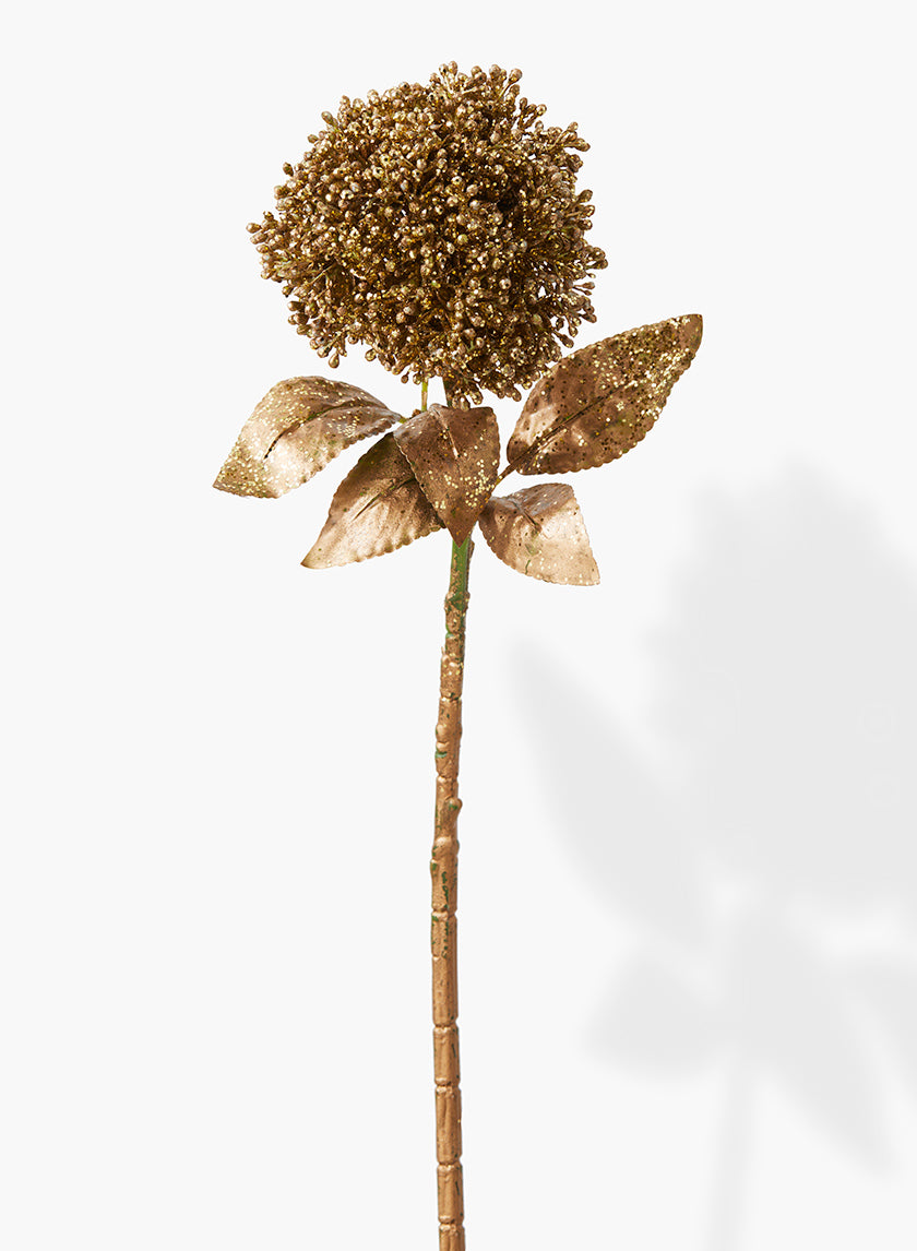 17in Long Gold Pom-Pom Flower Decor Jamali-garden