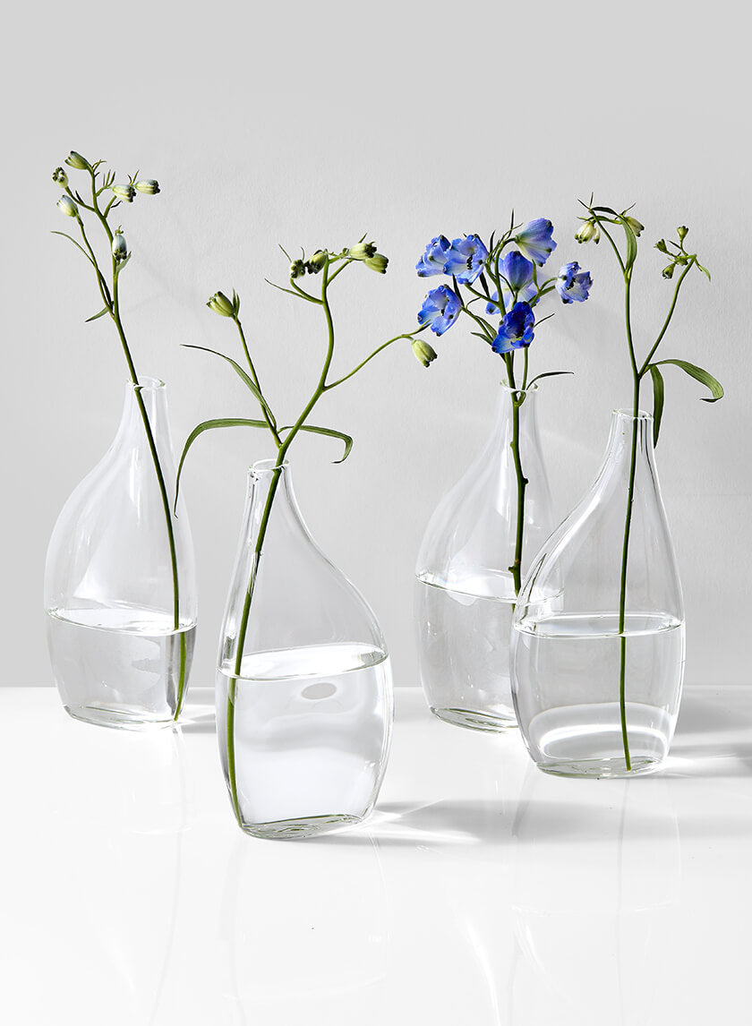 6.25in Tall Flat Bottle Glass Vase Decor Jamali-garden