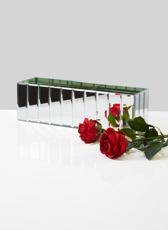 15.75in Long Mirror Strips Rectangle Glass Vase Decor Jamali-garden