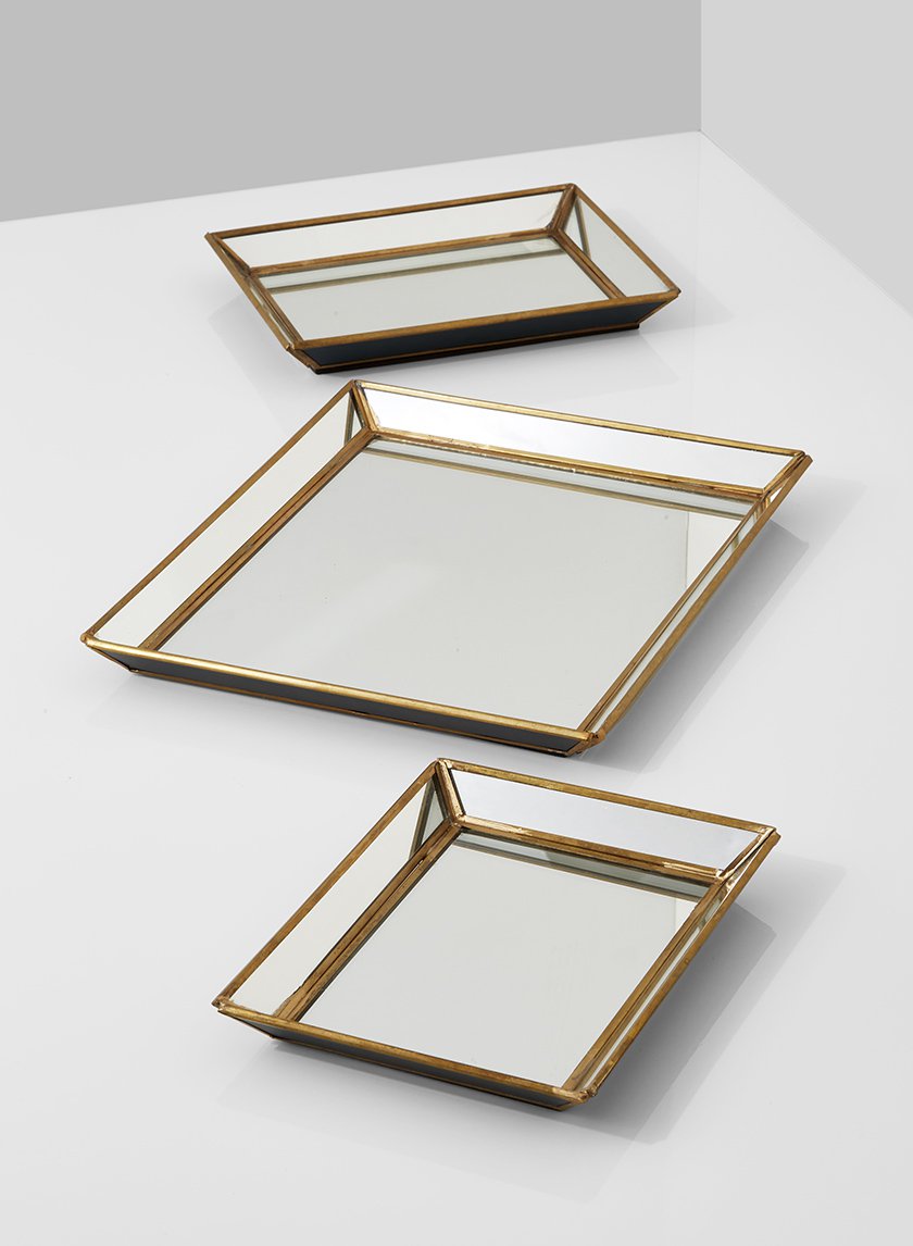Mirrored Trays With Brass Edges Decor Jamali-garden
