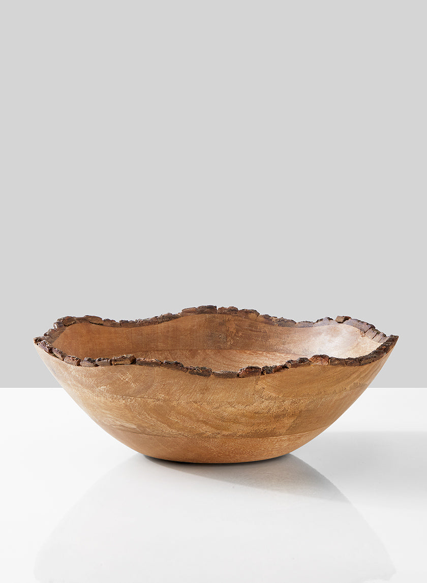 10in Wide Mixed Woods Bowl with Bark Edge Decor Jamali-garden