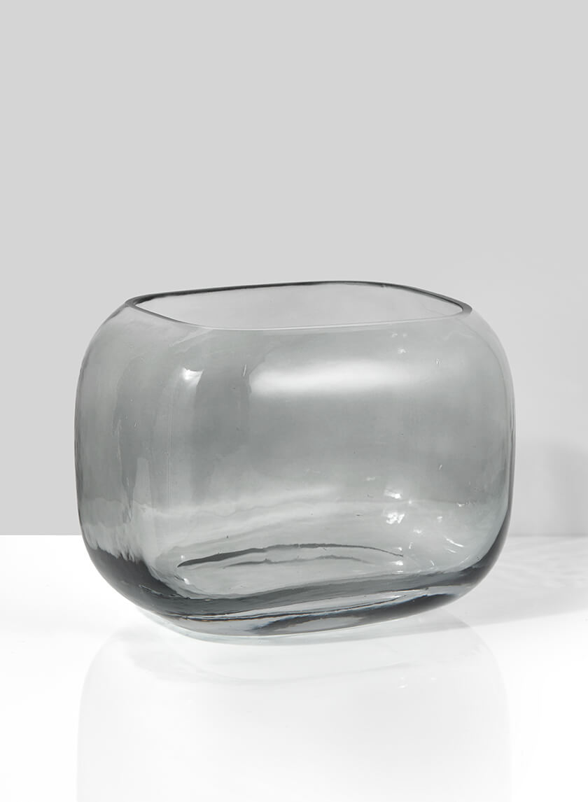 5.5in Tall Cool Grey Glass Square Fishbowl Vase Decor Jamali-garden