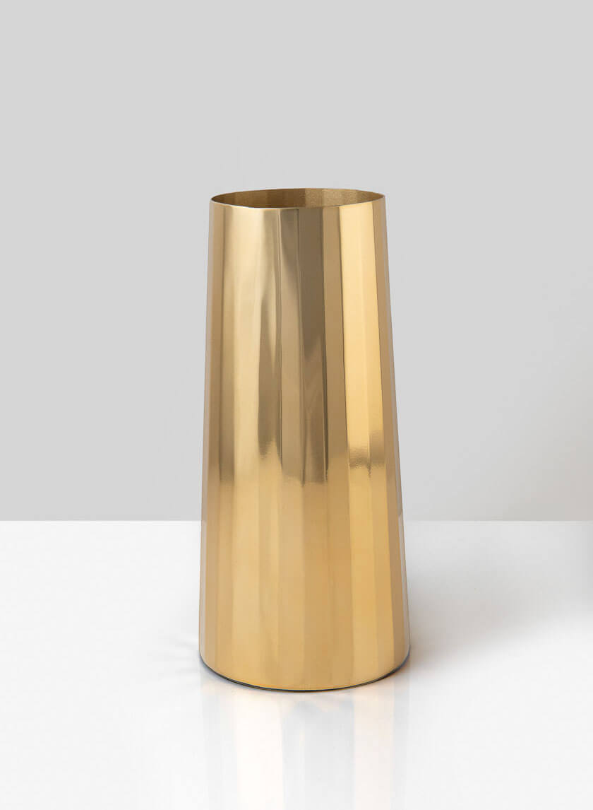 9in Tall Le Mans Gold Faceted Vase Decor Jamali-garden