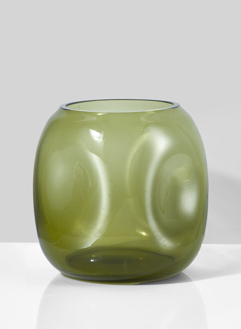 6in Tall Dimpled Green Glass Vase Decor Jamali-garden