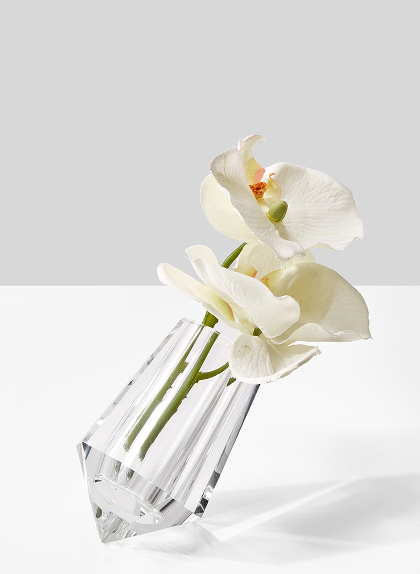 4in Tall Leaning Crystal Glass Bud Vase Decor Jamali-garden