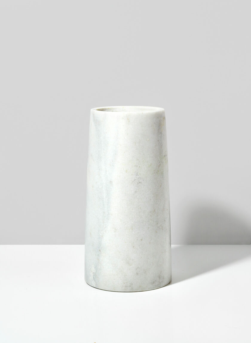 10in Tall White Marble Tuscan Column Vase Decor Jamali-garden