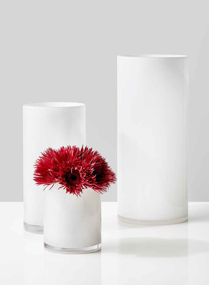 White Cylinder Glass Vases Decor Jamali-garden