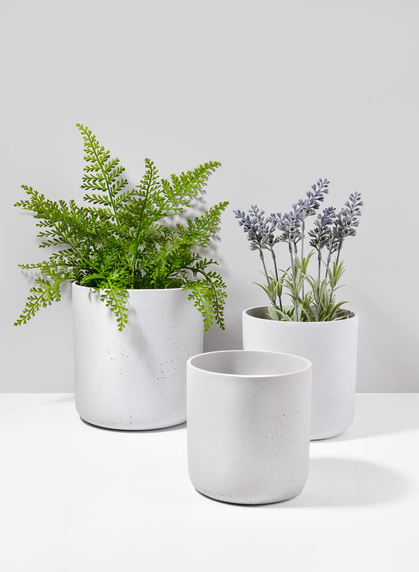 White Cycl Sandstone Pots Decor Jamali-garden