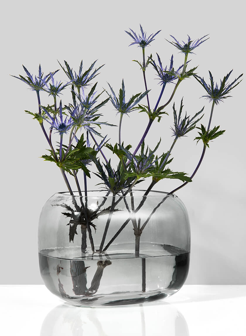5.5in Tall Cool Grey Glass Square Fishbowl Vase Decor Jamali-garden
