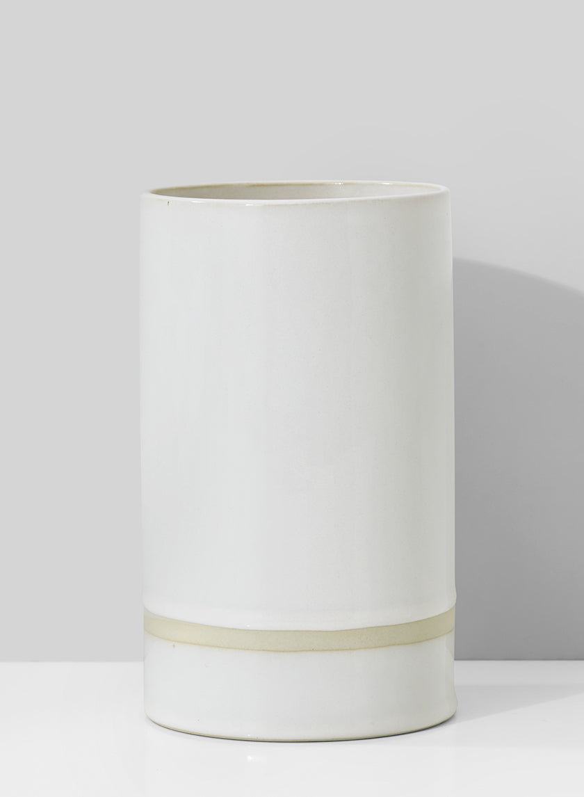 7in Tall White Ceramic Cylinder Vase Decor Jamali-garden