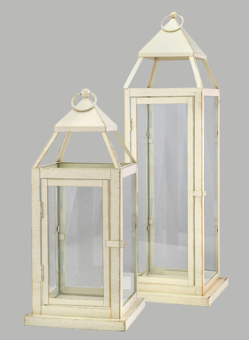 24in Tall Montmartre Aged White Lantern Decor Jamali-garden
