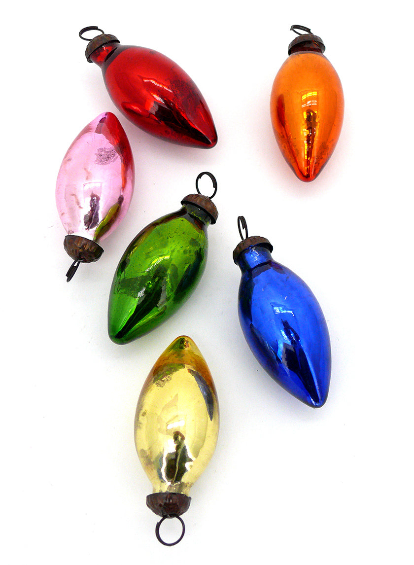 3in Long C7 Multicolor Mercury Glass Bulb Ornaments Decor Jamali-garden