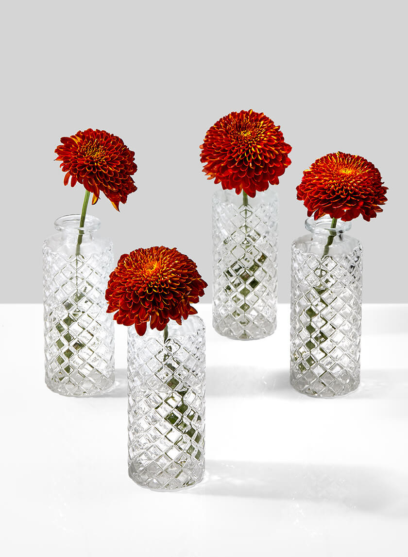 5.25in Tall Diamond Cut Clear Glass Bottle Bud Vase Decor Jamali-garden