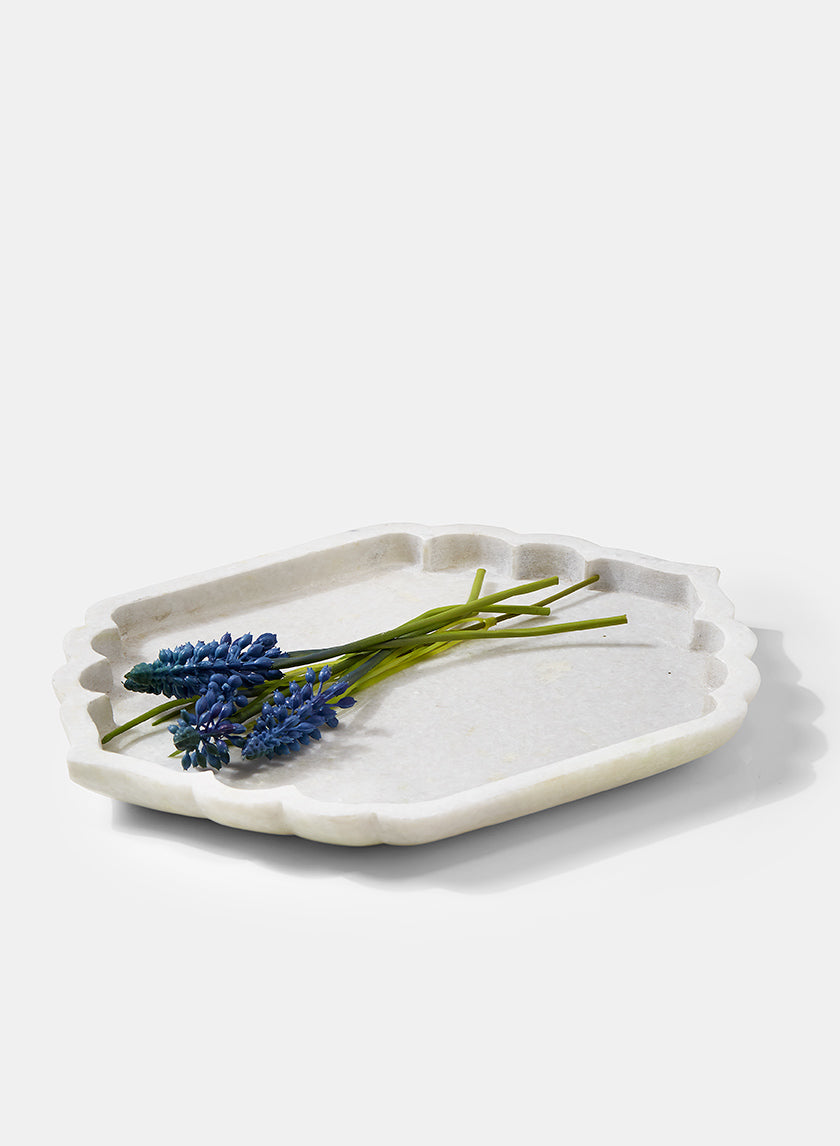 12in Long Taj Mahal White Marble Tray Decor Jamali-garden