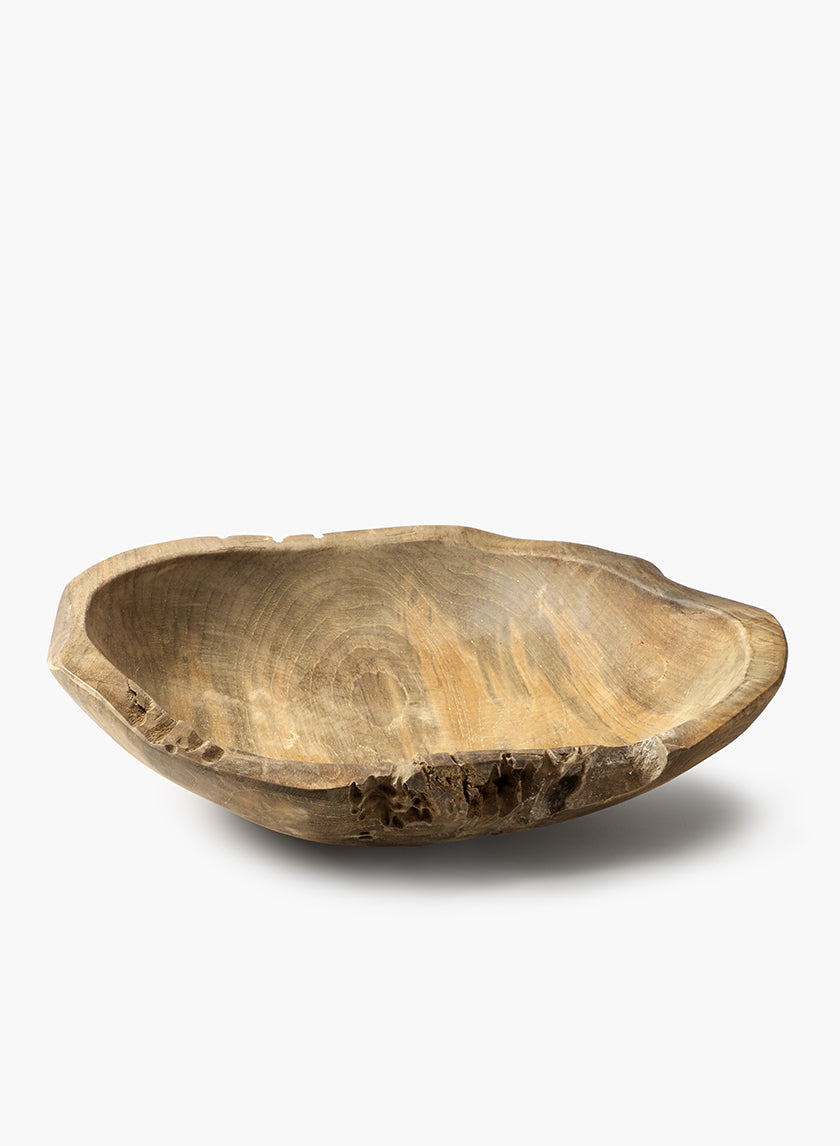 11.5in Wide Teak Wood Bowl Decor Jamali-garden