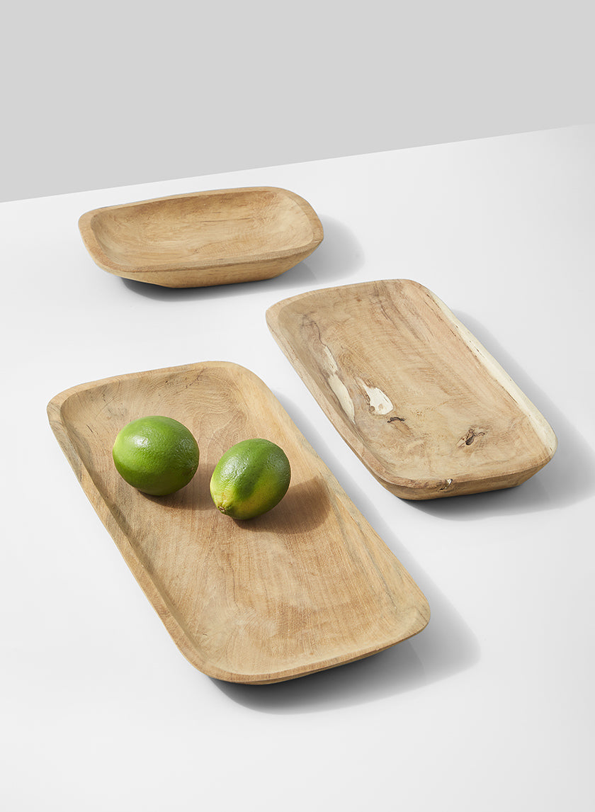15.75in Long Oblong Teak Tray Decor Jamali-garden