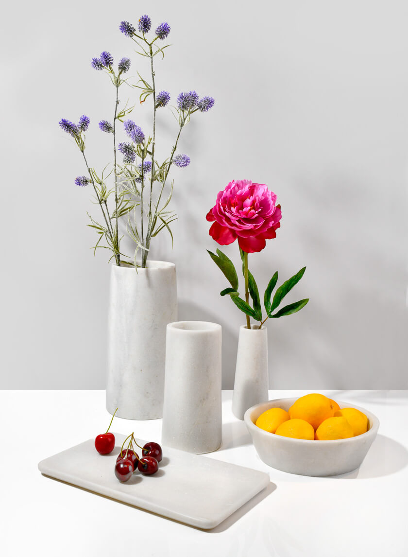 11in Long Stenomakros White Marble Tray Decor Jamali-garden