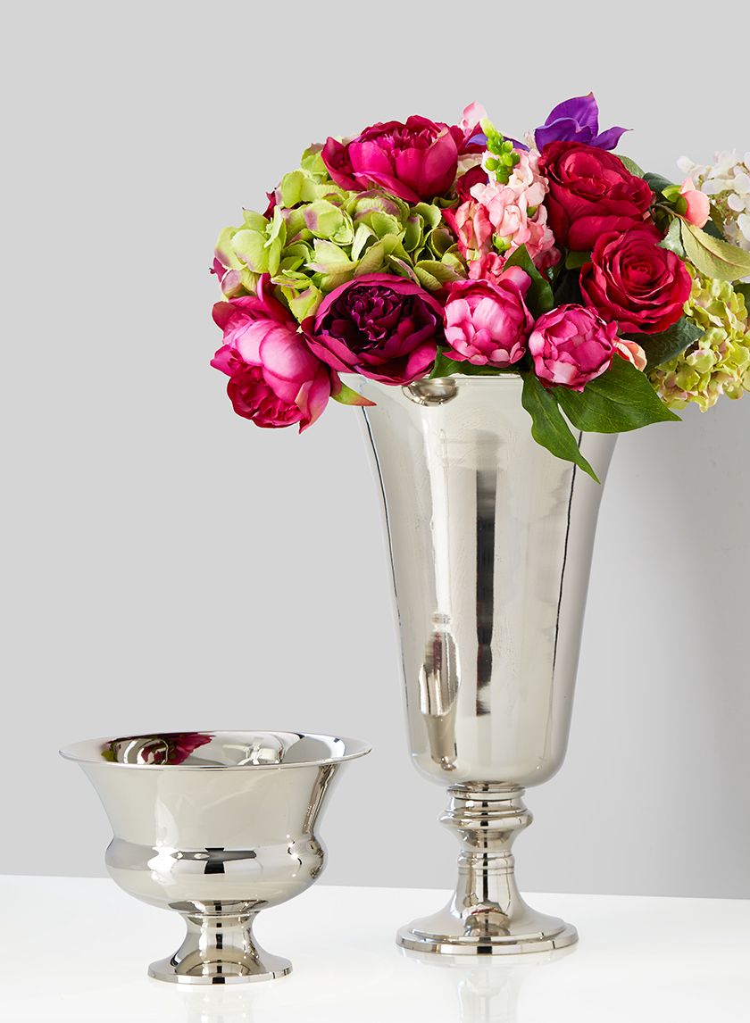 16in Tall Nickel Flower Vase Decor Jamali-garden