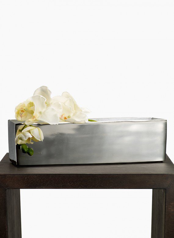 16in Long Rectangular Nickel Flower Box Vase Decor Jamali-garden