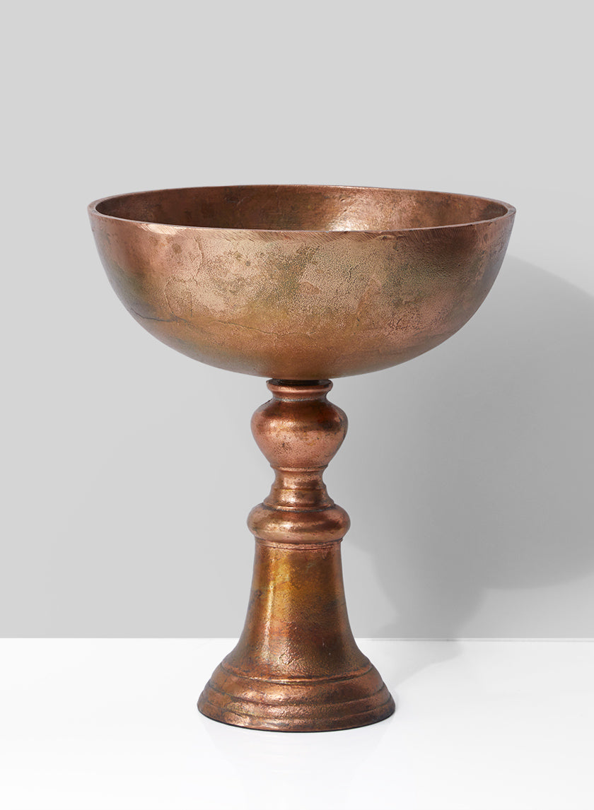 14in Tall Old Copper Bowl Decor Jamali-garden