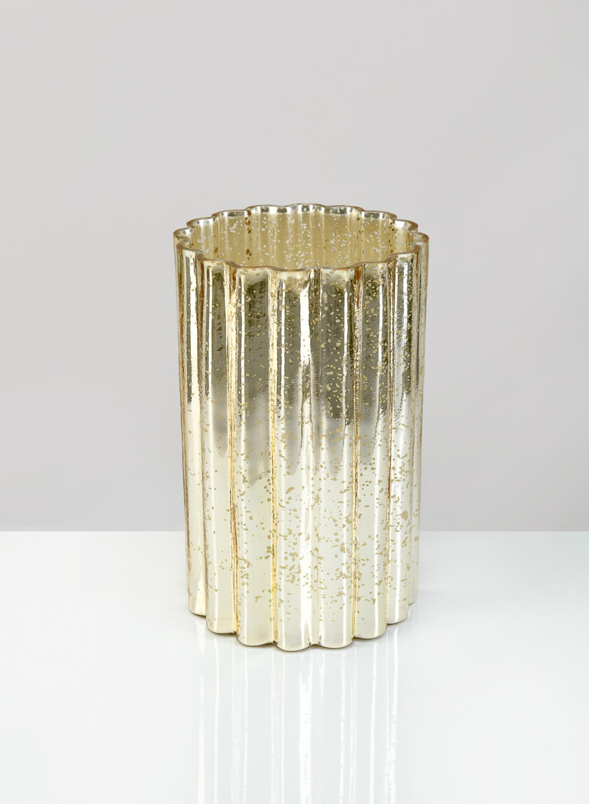 9.5in Tall Shirdi Old Gold Glass Vase, Large Decor Jamali-garden