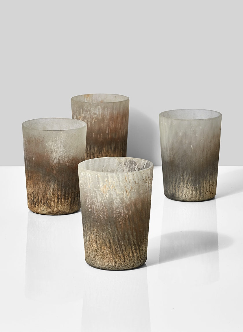 4in Tall Ombre Gold Frost Glass Vase Decor Jamali-garden