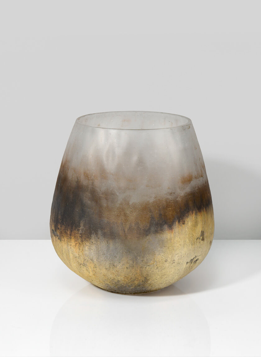 5in Tall Ombre Gold Frost Balloon Glass Vase Decor Jamali-garden