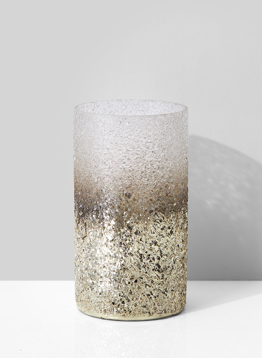 6½in Tall Pewter Ombre Glass Vase Decor Jamali-garden