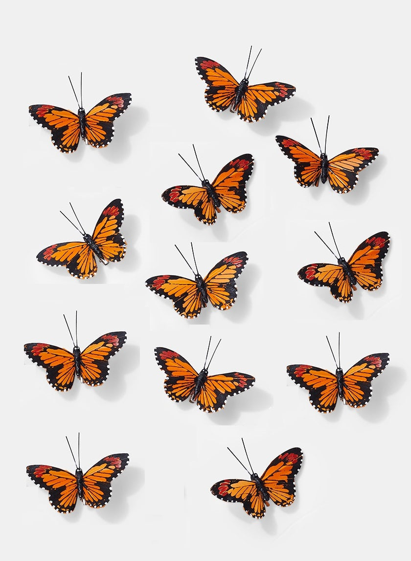 3.5in Long Orange Monarch Butterflies Decor Jamali-garden