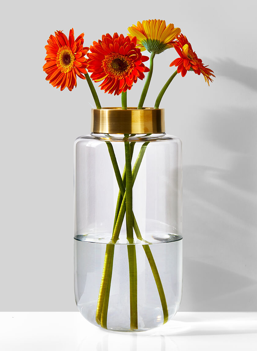 14in Tall Gold Mouth Jar Vase Decor Jamali-garden
