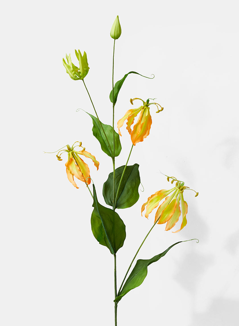 46in Long Flame Orange Gloriosa Lily Spray Decor Jamali-garden