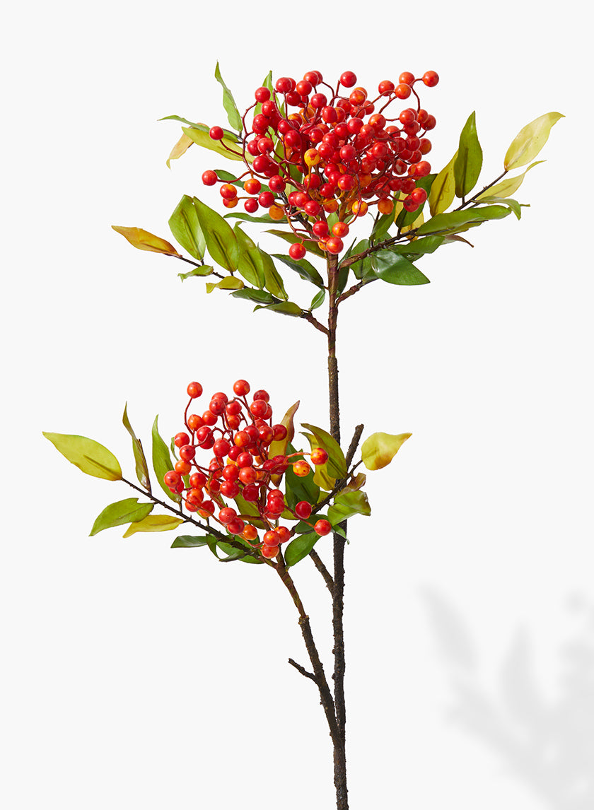 36in Long Orange &amp; Red Berry Branch Decor Jamali-garden