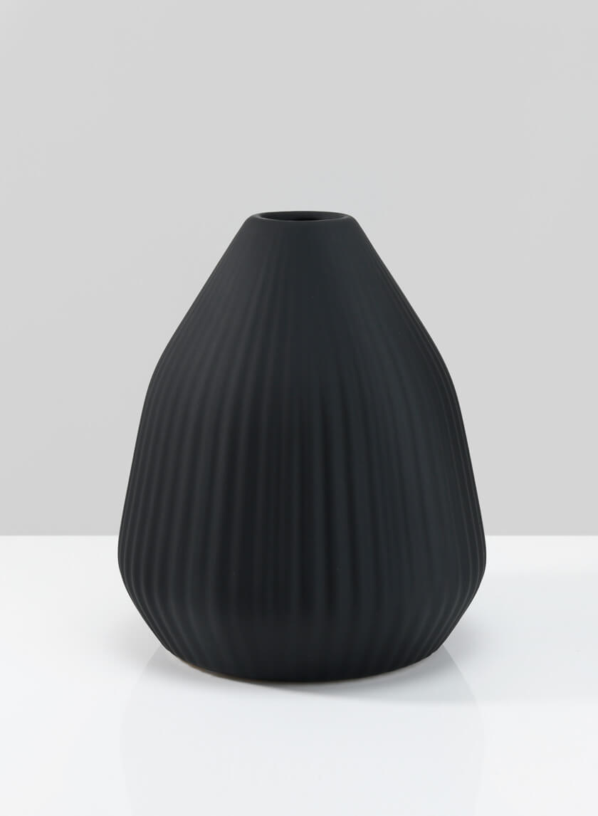 8in Tall Oslo Black Conical Vase, Large Decor Jamali-garden